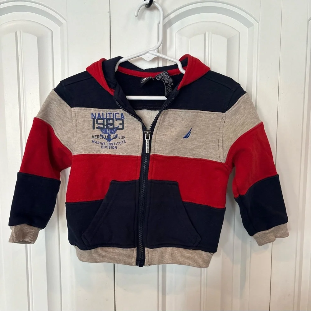 Nautica Stripe Zip Up Jacket Size 24 Months